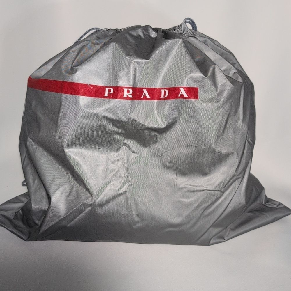 Prada Silver Drawstring Bag with Red Accent (plastic) - Picture 4 of 11